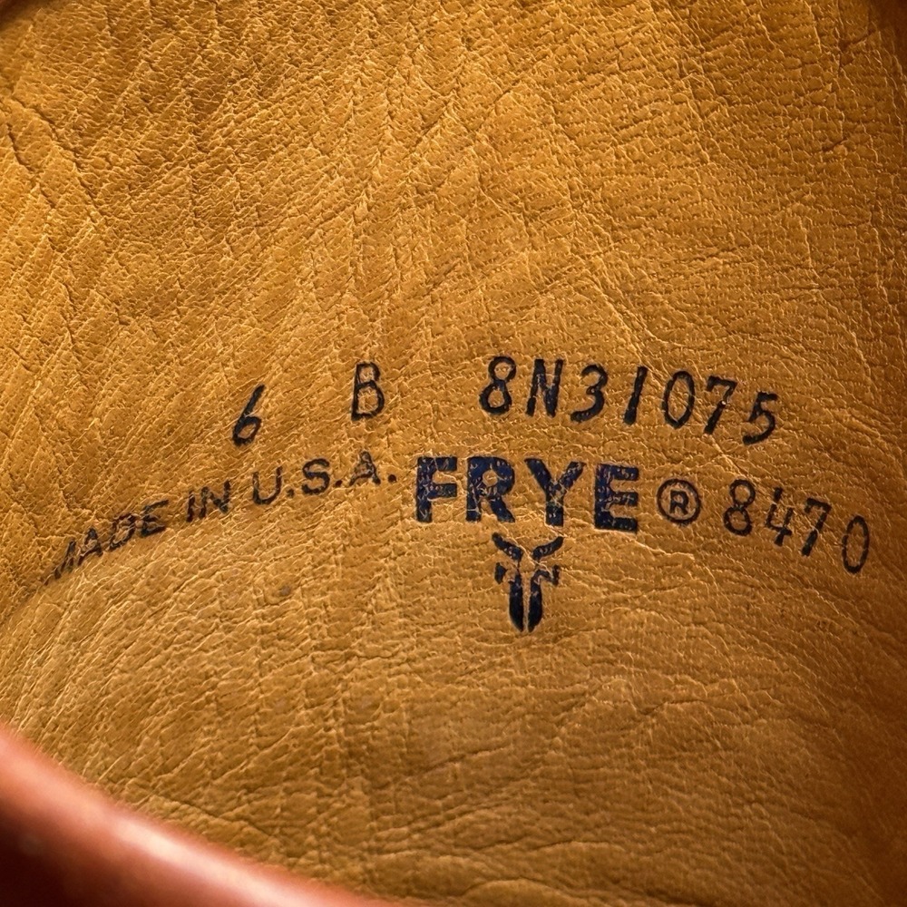 VTG Frye Campus Boots Sz 6 70s Knee High Cuff Black Label Cognac Orig Box USA - Picture 11 of 16